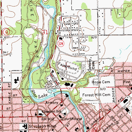 Topographic Map of Northern Wisconsin State Fairgrounds, WI