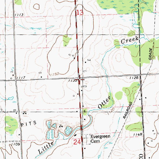 Topographic Map of Otter Creek School (historical), WI