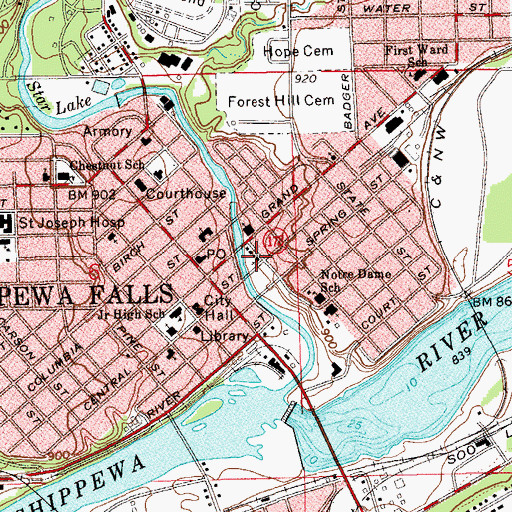 Topographic Map of Our Saviours Lutheran Church, WI