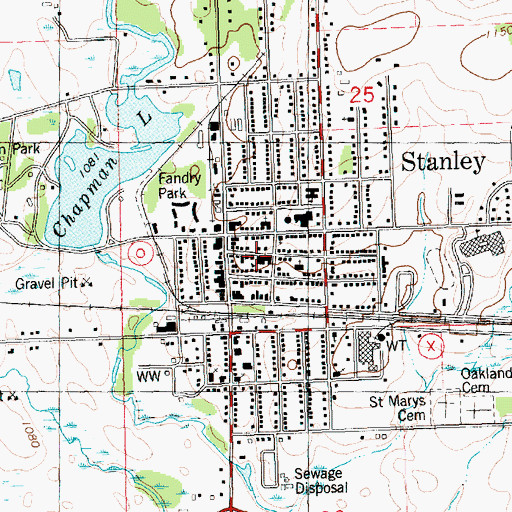 Topographic Map of Saint Marys Roman Catholic Church, WI