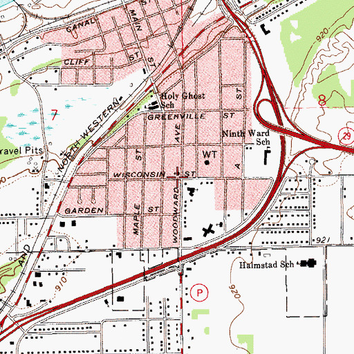 Topographic Map of Seventh Day Adventist Church, WI