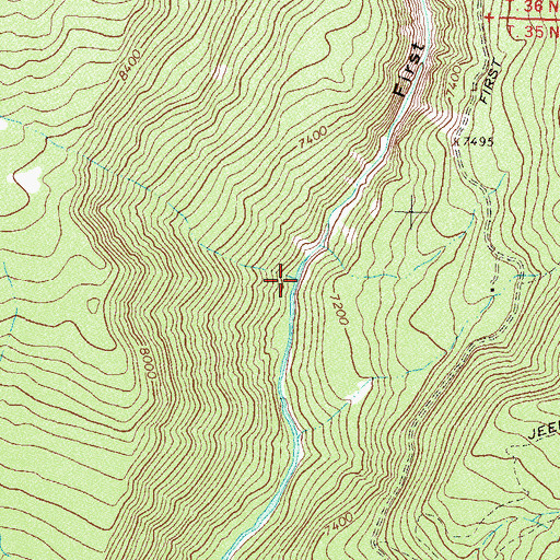 Topographic Map of First Box Canyon, CO