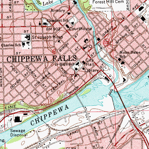 Topographic Map of Trinity United Methodist Church, WI