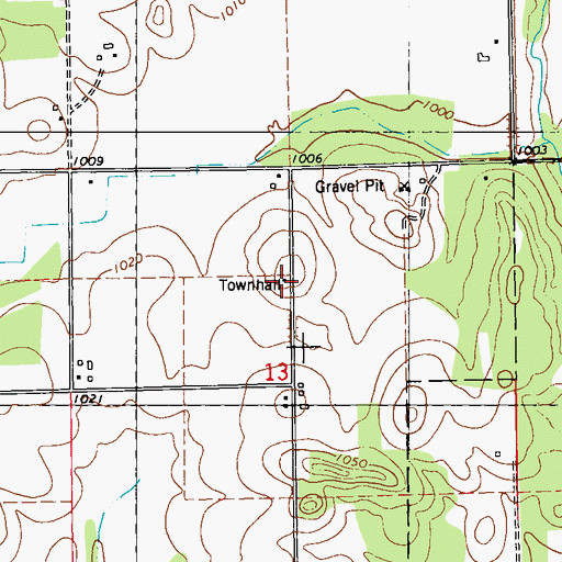 Topographic Map of Woodmohr Townhall, WI