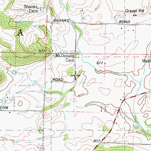 Topographic Map of Alloa School (historical), WI