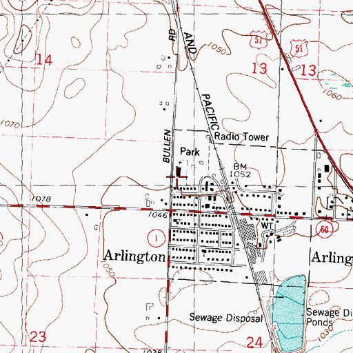 Topographic Map of Arlington Elementary School, WI