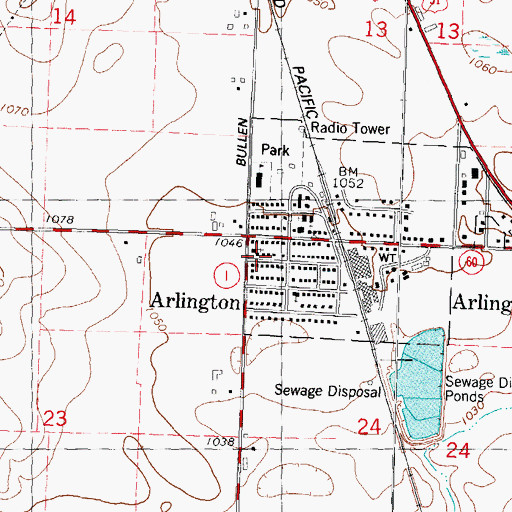 Topographic Map of Arlington United Methodist Church, WI