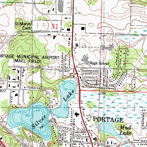 Topographic Map of Blue Star Park, WI