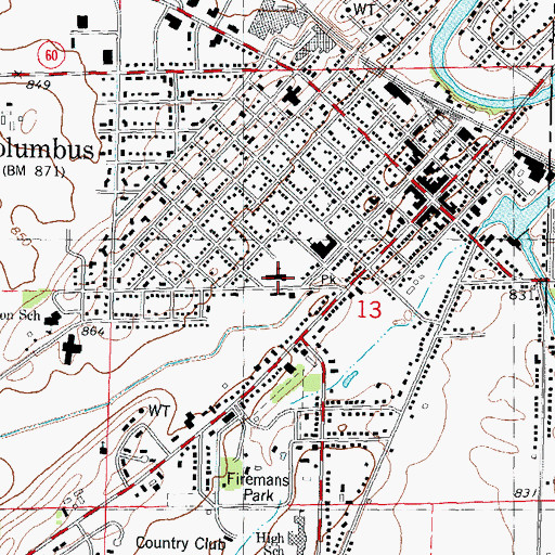 Topographic Map of Columbus Elementary School, WI