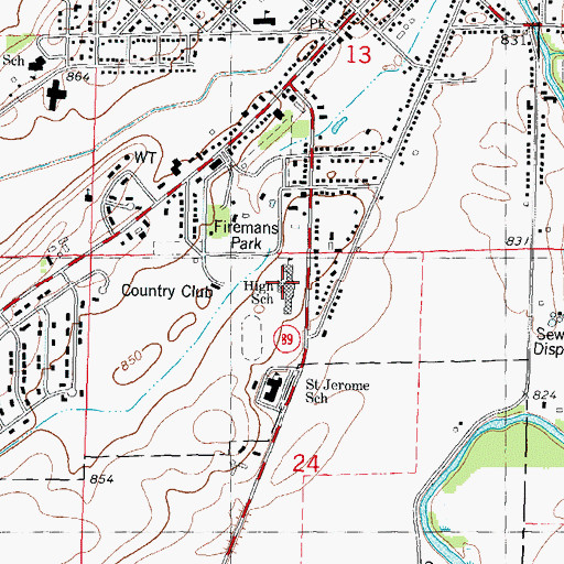 Topographic Map of Columbus High School, WI