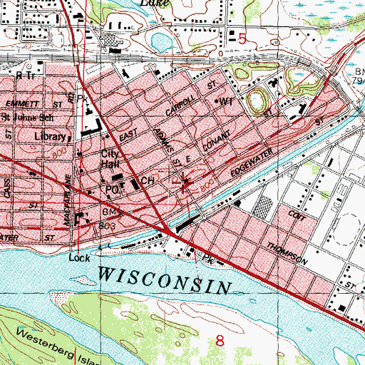 Topographic Map of Cross of Christ Lutheran Church, WI