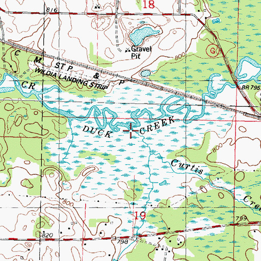 Topographic Map of Curtis Creek, WI