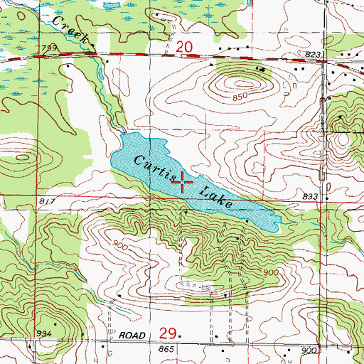 Topographic Map of Curtis Lake, WI