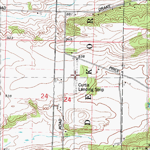 Topographic Map of Curtis Landing Strip (historical), WI
