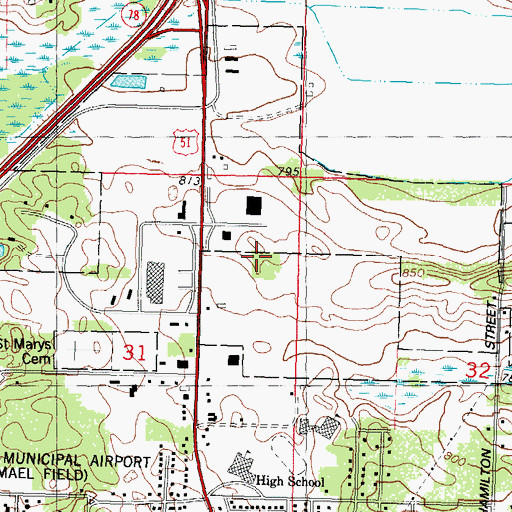 Topographic Map of Divine Savior Healthcare Hospital, WI