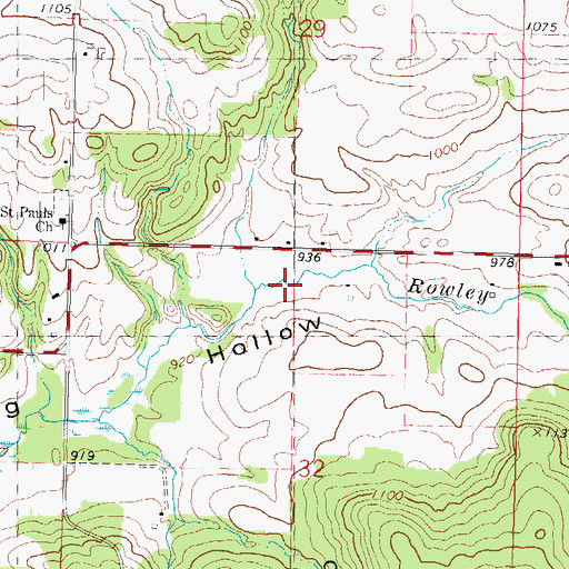 Topographic Map of Dog Hollow School (historical), WI