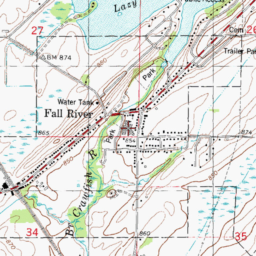Topographic Map of Fall River High School, WI