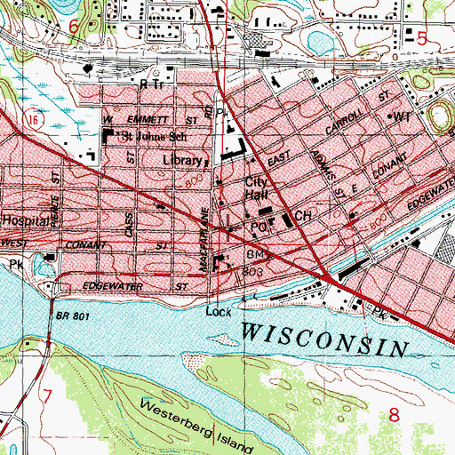 Topographic Map of First Church of Christ Scientist, WI
