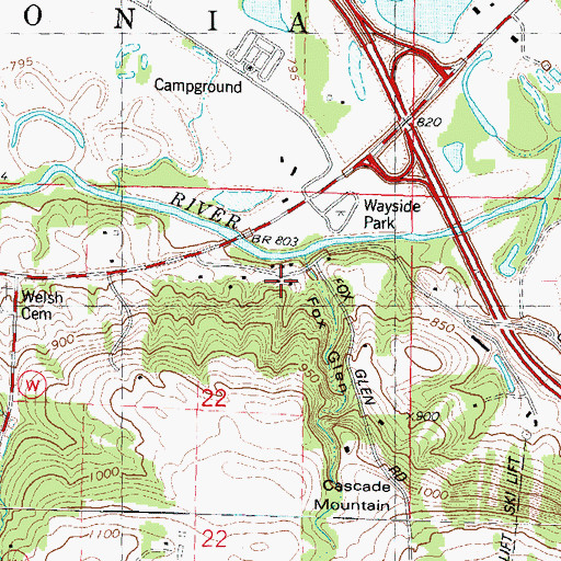 Topographic Map of Fox Glen School (historical), WI