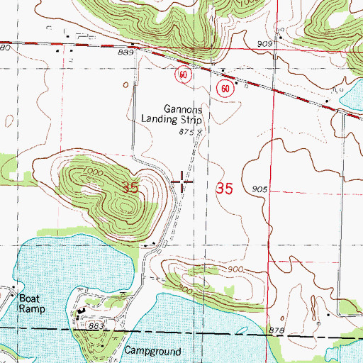 Topographic Map of Gannons Landing Strip (historical), WI