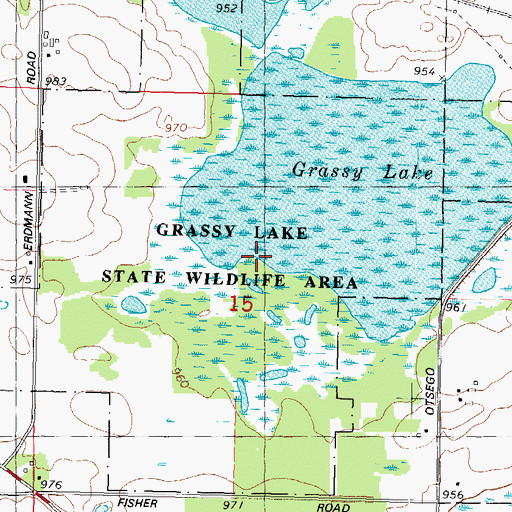 Topographic Map of Grassy Lake State Wildlife Area, WI