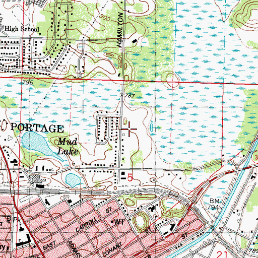 Topographic Map of Hamilton Street Park, WI