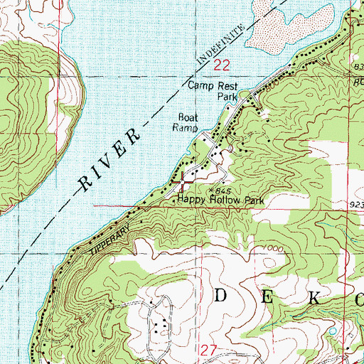 Topographic Map of Happy Hollow Park, WI