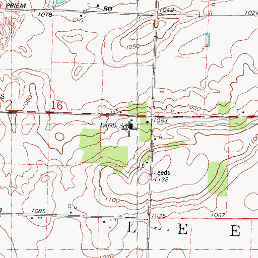 Topographic Map of Leeds Elementary School, WI