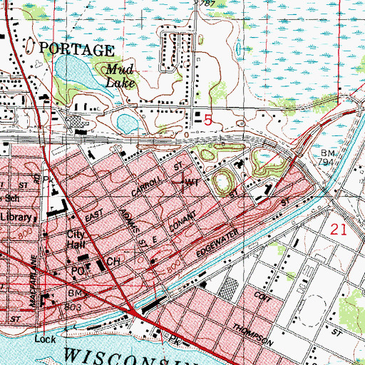 Topographic Map of Lincoln Park, WI