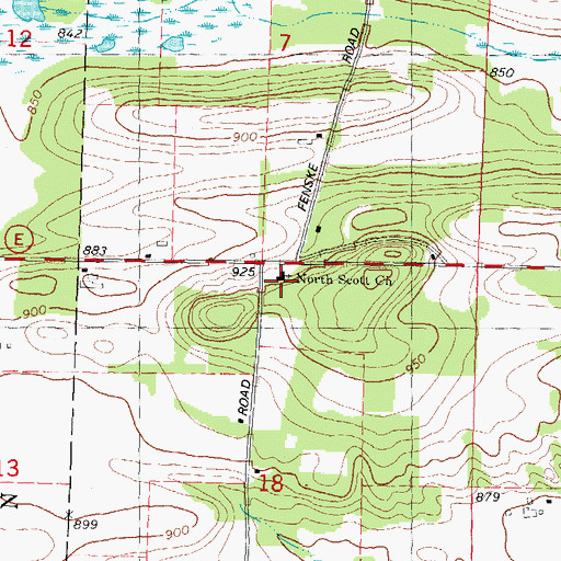 Topographic Map of North Scott Church, WI