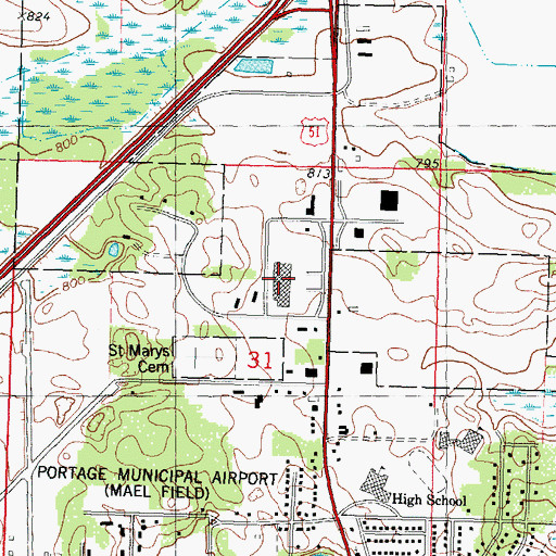 Topographic Map of Northridge Mall Shopping Center, WI