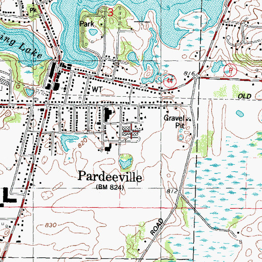 Topographic Map of Pardeeville High School, WI
