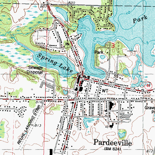 Topographic Map of Pardeeville Post Office, WI