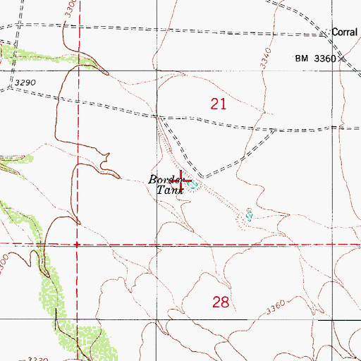 Topographic Map of Border Tank, AZ