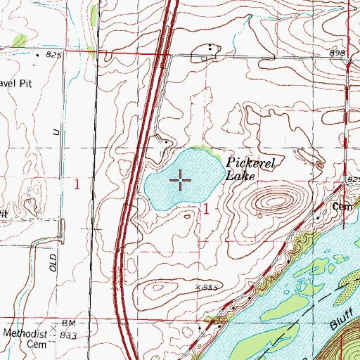 Topographic Map of Pickerel Lake, WI