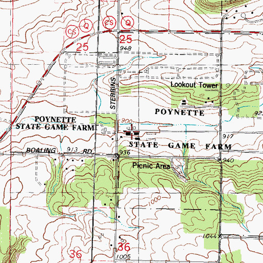 Topographic Map of Poynette State Game Farm, WI