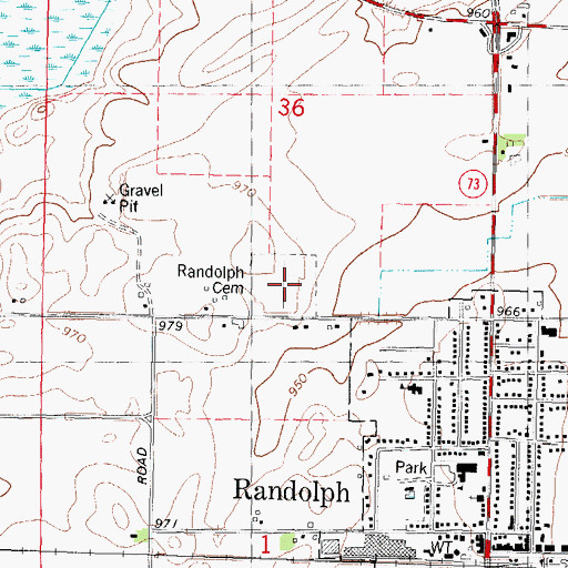 Topographic Map of Randolph Cemetery, WI
