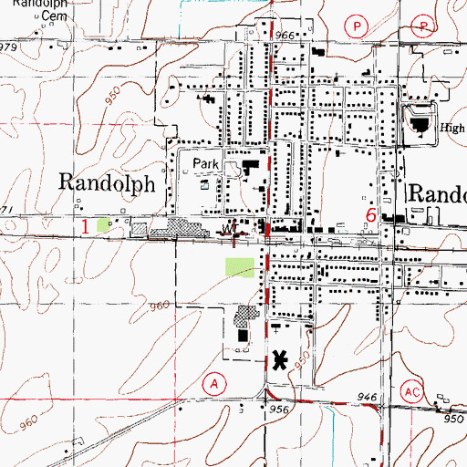 Topographic Map of Randolph Village Hall, WI