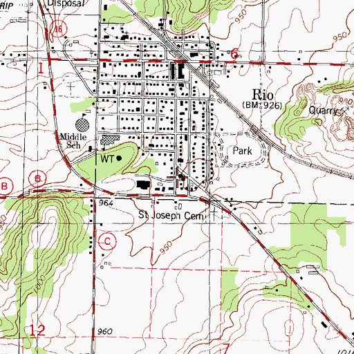 Topographic Map of Redeemer Lutheran Church, WI