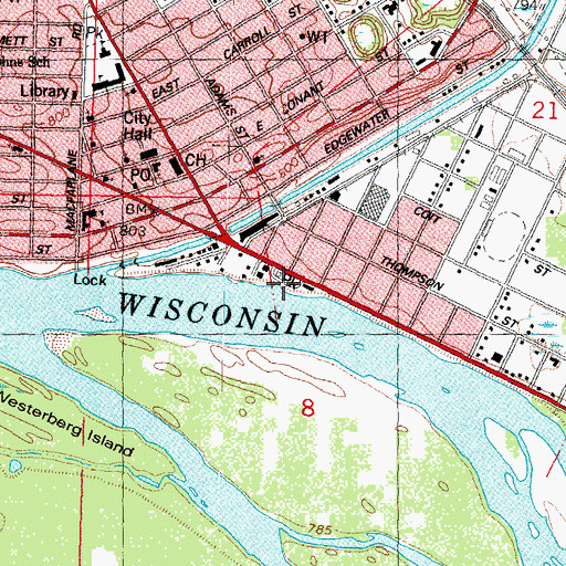Topographic Map of Riverside Park, WI