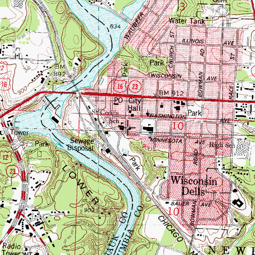 Topographic Map of Saint Cecelia Roman Catholic Church, WI
