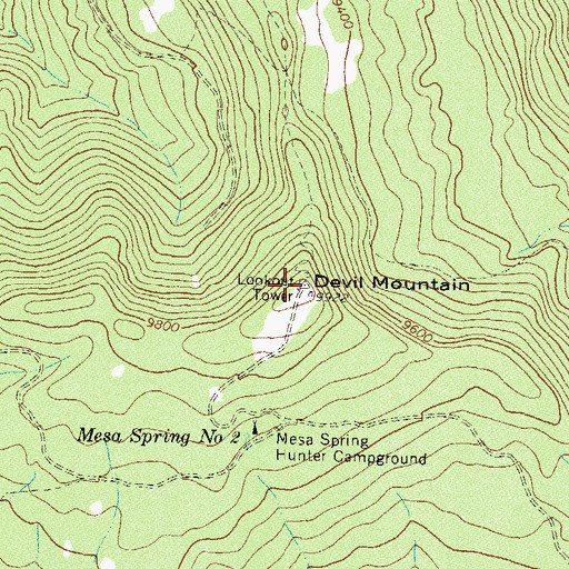 Topographic Map of Devil Mountain, CO