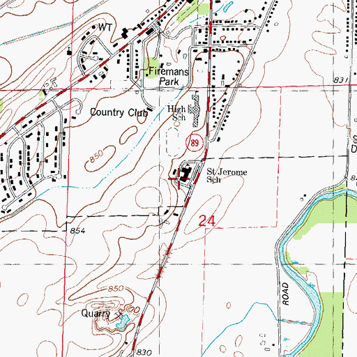 Topographic Map of Saint Jeromes Catholic Church, WI