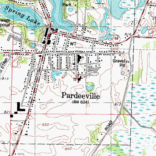 Topographic Map of Saint Johns Lutheran Church, WI
