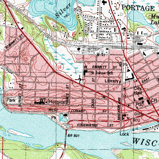 Topographic Map of Saint Johns Lutheran Church, WI