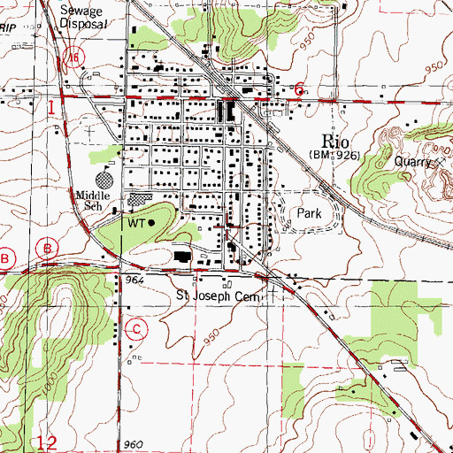 Topographic Map of Saint Josephs Catholic Church, WI