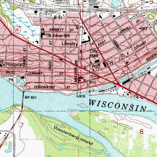 Topographic Map of Saint Mary School, WI