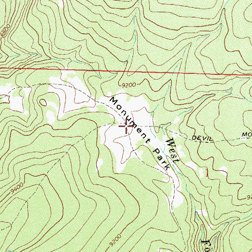 Topographic Map of Monument Park, CO