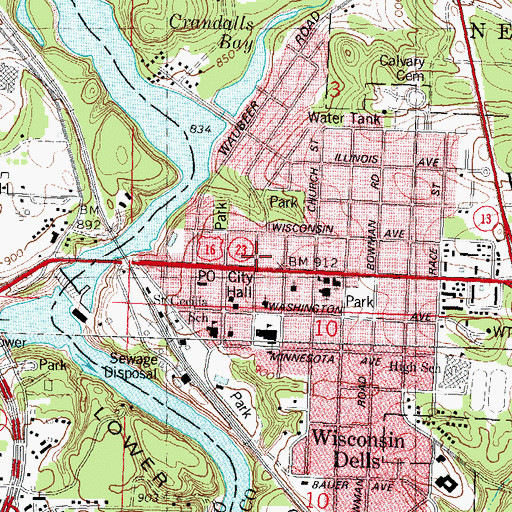 Topographic Map of Saint Paul Episcopal Church (historical), WI