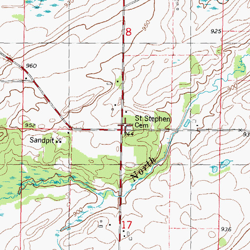 Topographic Map of Saint Stephen Cemetery, WI